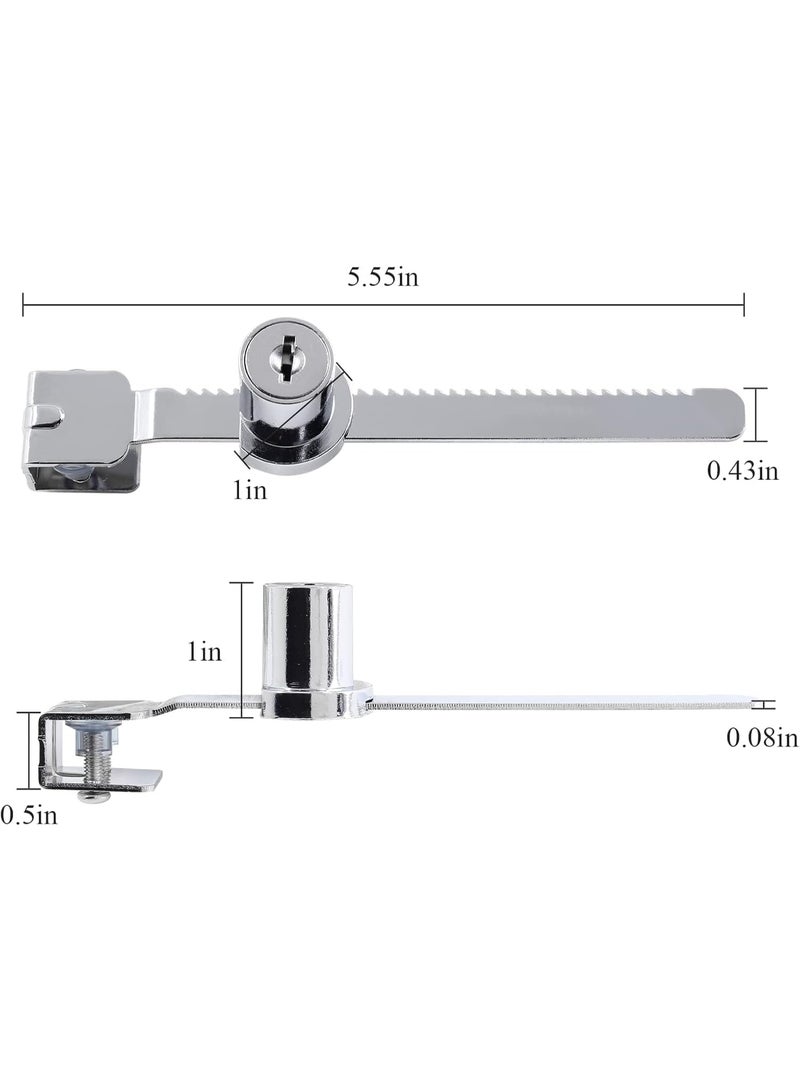 Chrome-Finished Sliding Glass Door Ratchet Lock – Heavy-Duty Security for Display Cases, Showcases & Trophy Cabinets – Easy No-Drill Installation – Fits Glass up to 0.47" – Includes 2 Keys & Washers - Image 2